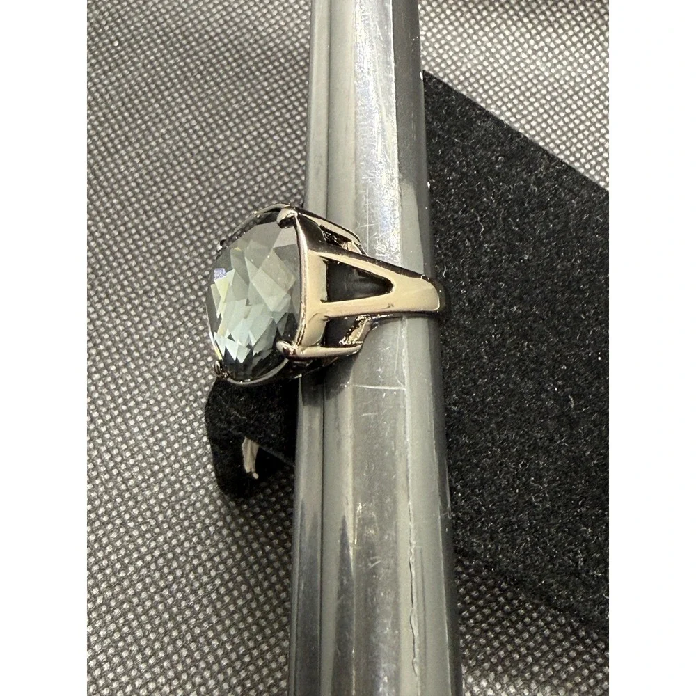 DEADSTOCK Premier design Gun Metal Grey Cushion Cut Cocktail Ring Size 6.5